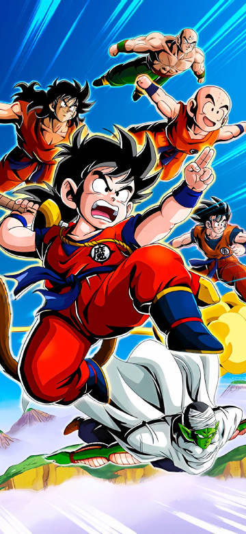 Young Goku Flying with Friends 4K Anime Wallpaper