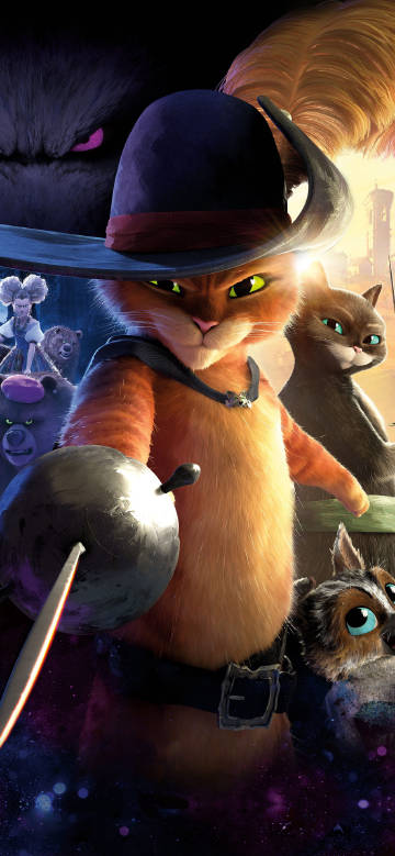 Puss in Boots wallpaper: Booth with a sword