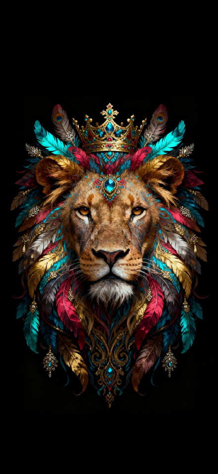 Ornate Colorful Lion Mandala Art 4K Wallpaper