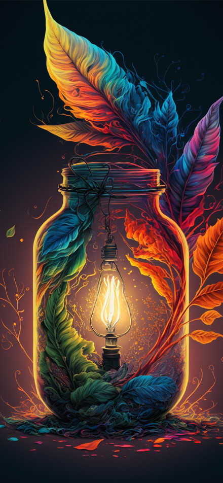 Creative light in a glass jar phone wallpaper