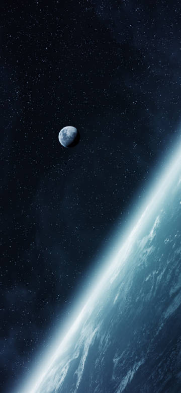 Earth and Moon from Space 4K Phone Wallpaper