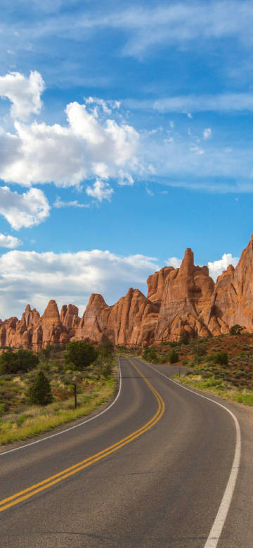 Scenery of road in red sandstone area phone wallpaper