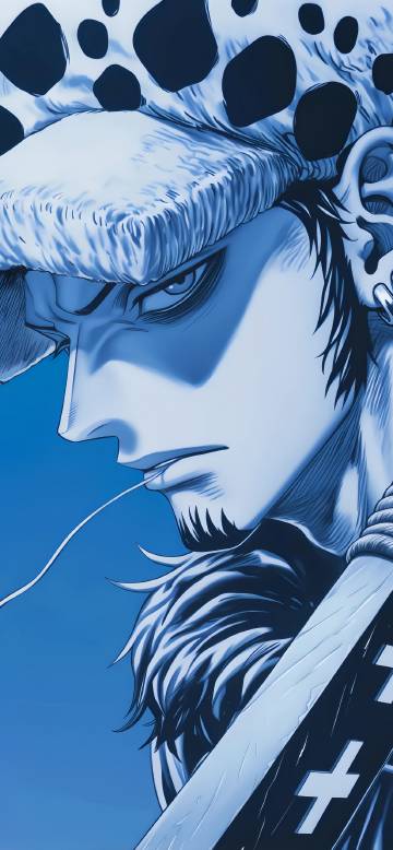 Cool Trafalgar Law Portrait, Blue Aesthetic 4K Wallpaper