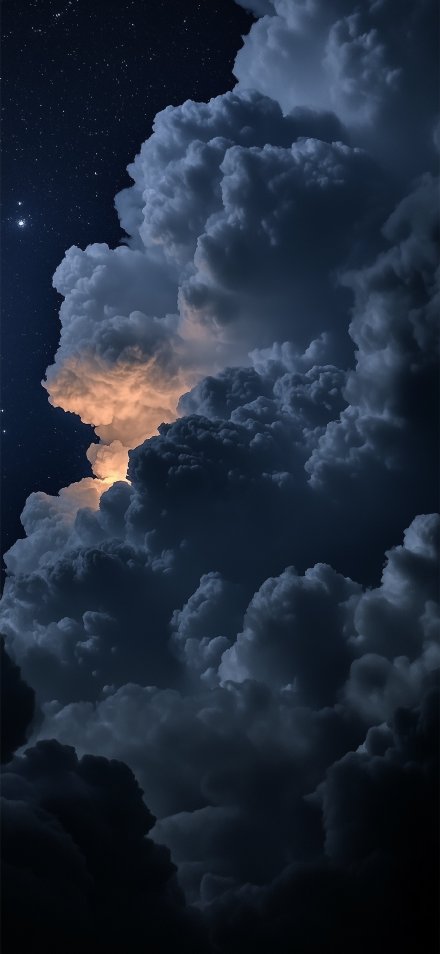 Starry Sky Over Dark Storm Clouds 4K Phone Wallpaper