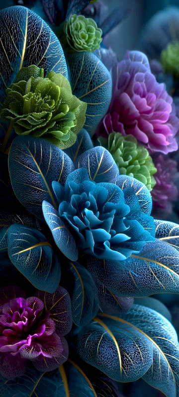Hyperrealistic Close-up of Vibrant Ruffled Flowers 4K Wallpaper