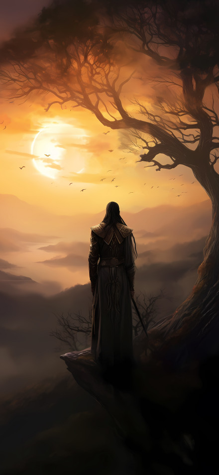 Hero Standing on a Cliff at Sunset 4K UHD Wallpaper