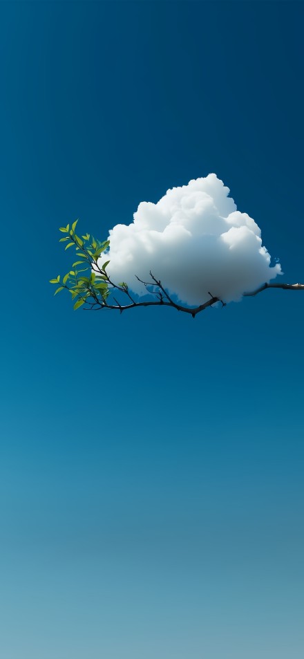 Cloud Hanging on Tree Branch 4K Phone Wallpaper