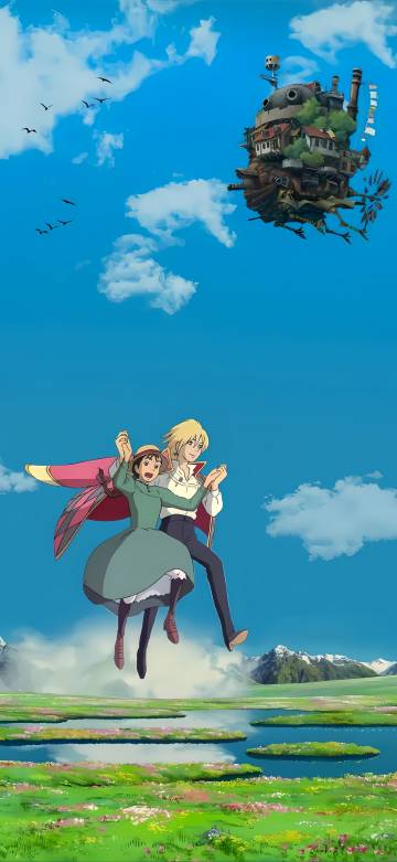 Howl's Moving Castle wallpaper, Sophie and Howl flying in the sky Howl's Moving Castle wallpaper, Sophie and Howl flying in the sky