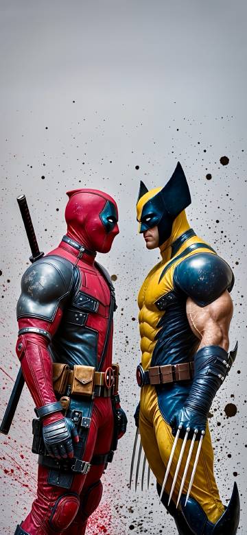 Wolverine and Deadpool Confrontation 4K Wallpaper