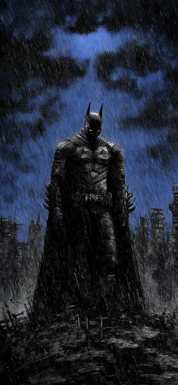Rainy Day Batman Dark Style Illustration