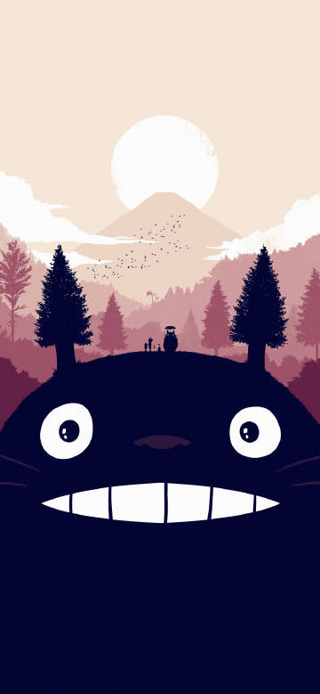 Minimalist Silhouette Of Totoro As A Hill