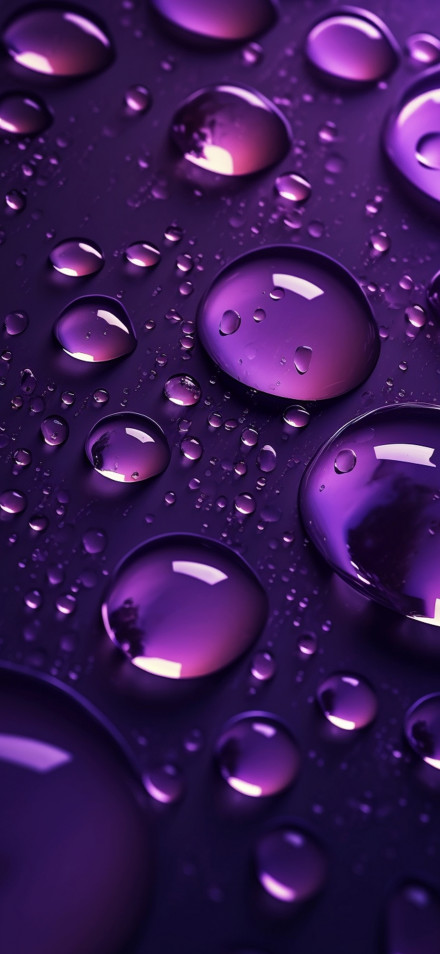 Purple Water Drops on a Dark Surface 4K UHD Wallpaper