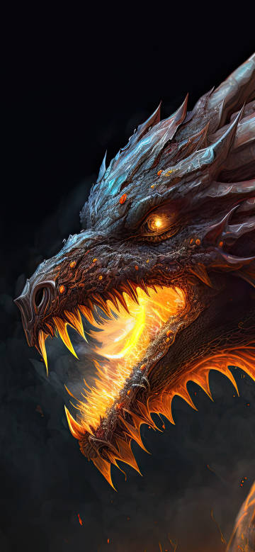 Fierce Dragon Breathing Swirling Fire
