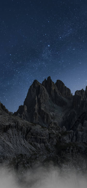 Magnificent mountains under the starry sky