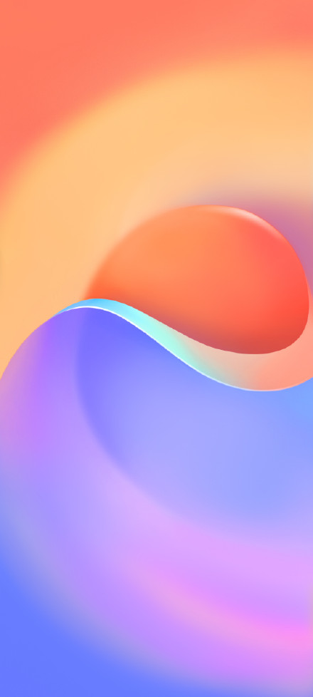 Orange, blue, and purple abstract curve art