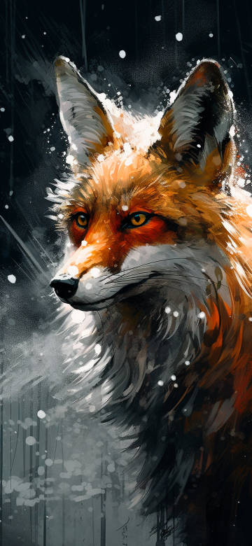 Cool Splatter Art Fox Illustration 4K Wallpaper