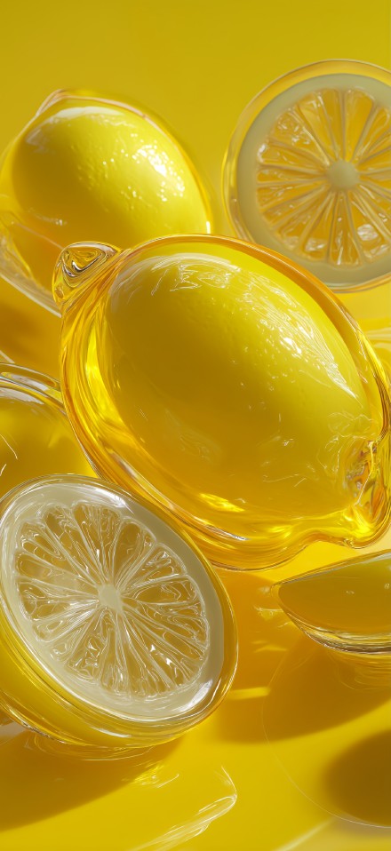 Fresh Lemon Close-Up with Bright Yellow Background 4K UHD Wallpaper