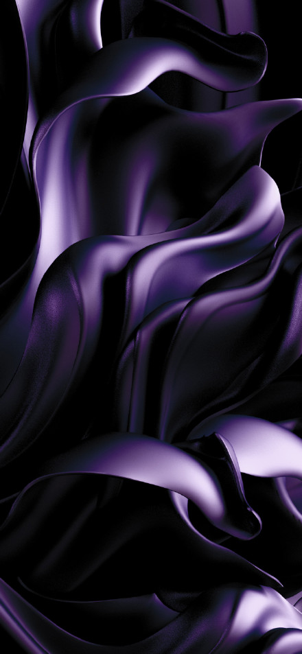 Purple satin ribbon flowing on a black background phone wallpaper