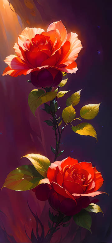 Two gorgeous red roses phone wallpaper