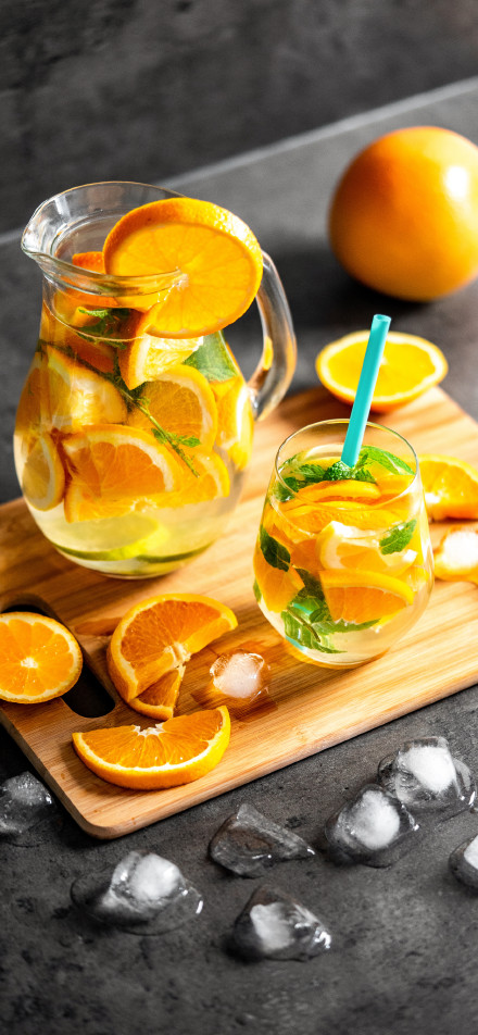 Orange mint iced drink phone wallpaper