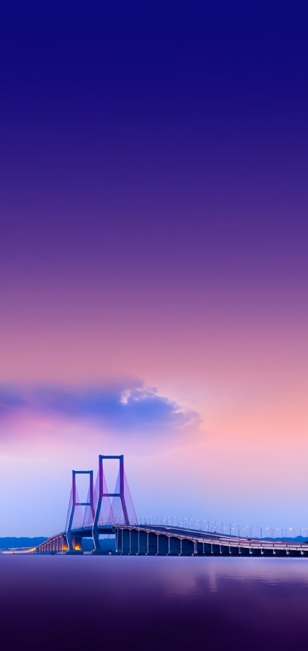 Magnificent Suspension Bridge At Dusk 4K Phone Wallpaper