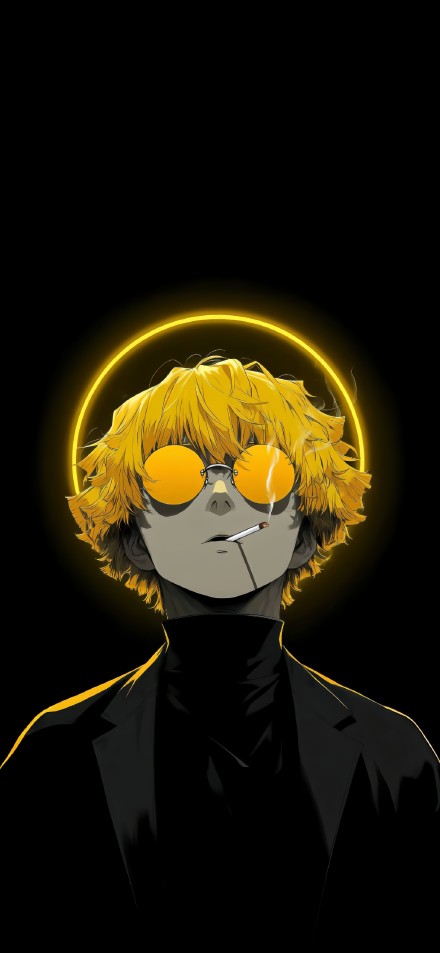 Cool Blonde Anime Boy Black Background 4K Wallpaper
