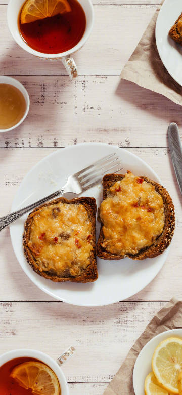 Nutritious breakfast lemon tea with toast phone wallpaper