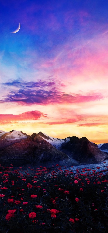 Magnificent view of snow-capped mountains under a gorgeous sky