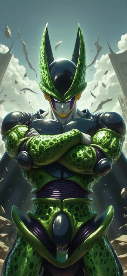 Cell from Dragon Ball Z in Battle-Ready Pose 4K Wallpaper