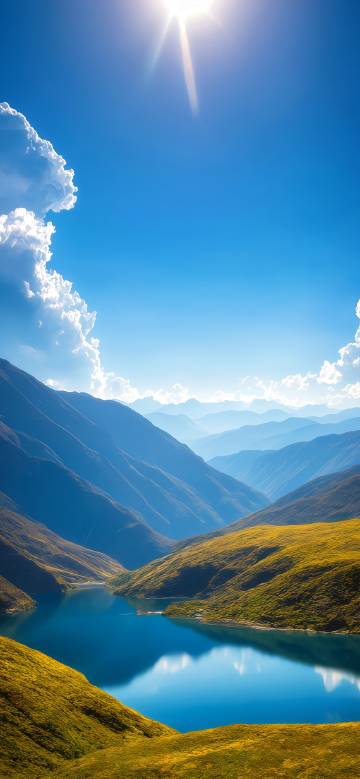 Magnificent landscape under the sun phone wallpaper