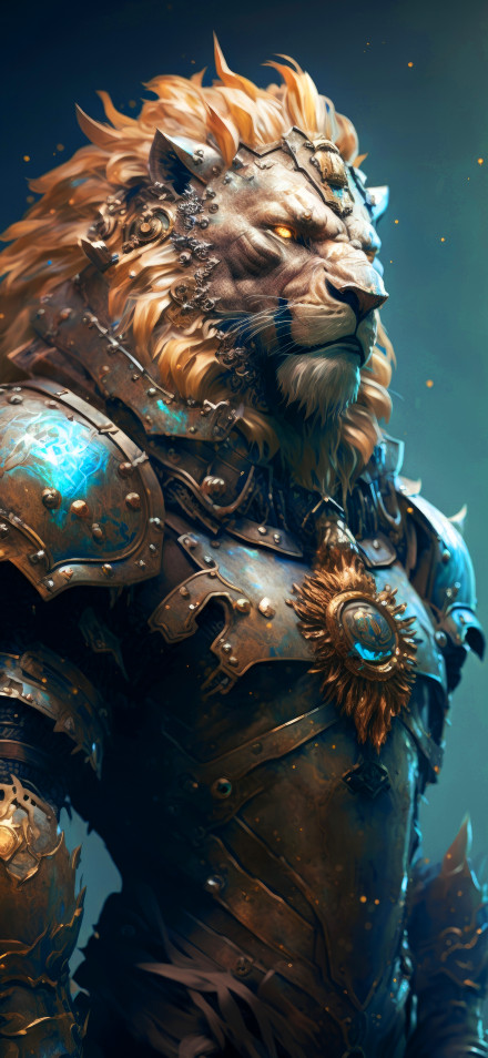 Lion Warrior In Ornate Armor 7K Wallpaper
