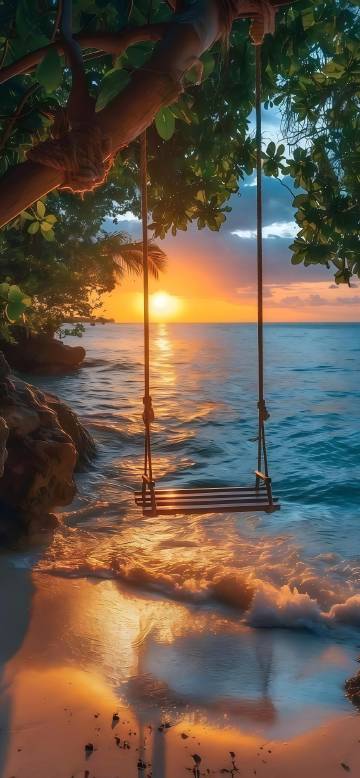 Beautiful sunset at the seaside phone wallpaper
