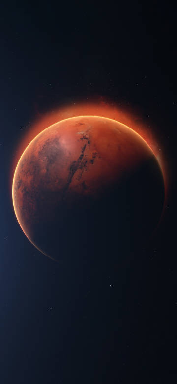 Earth in the universe with an orange light phone wallpaper