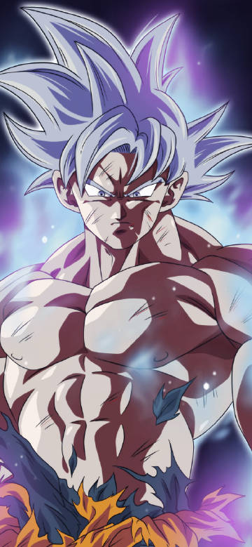 Cool silver-purple Goku in battle phone wallpaper