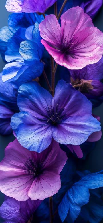 Blue-Purple Dreamy Flower Wallpaper