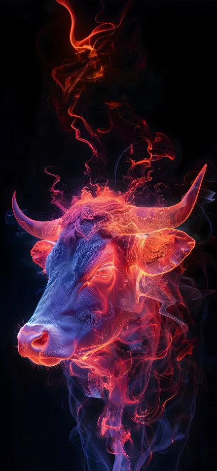 Fantasy Smoke Cow 4K Phone Wallpaper