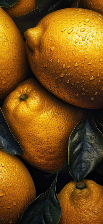 Fresh Yellow Lemons With Water Droplets Macro 4K Wallpaper