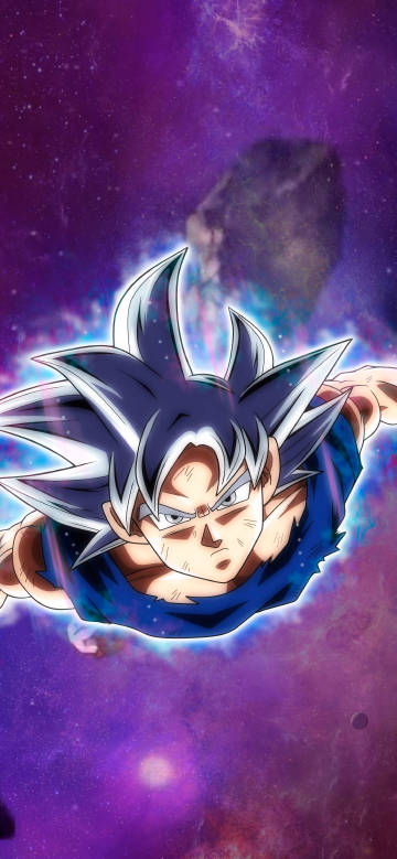 Goku with Silver Hair and Shining Aura phone wallpaper
