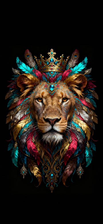 Ornate Colorful Lion Mandala Art 4K Wallpaper