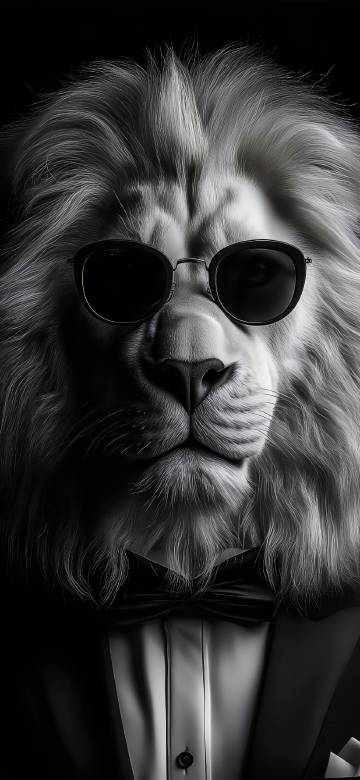 Cool Lion Wearing Sunglasses And A Suit 4K Wallpaper