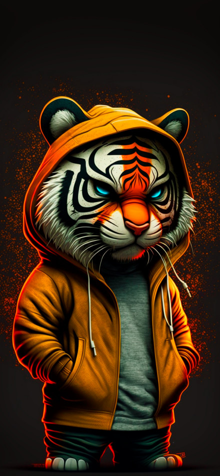 Cool Tiger Wearing Hoodie 4K Wallpaper