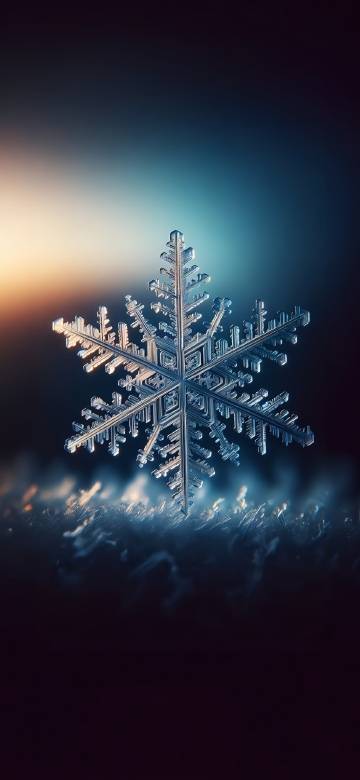 A Single Perfect Ice Crystal Snowflake Wallpaper 4K