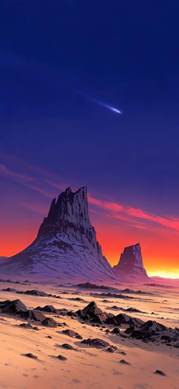 Deep Blue Sky and Shooting Stars Illustration wallpaper