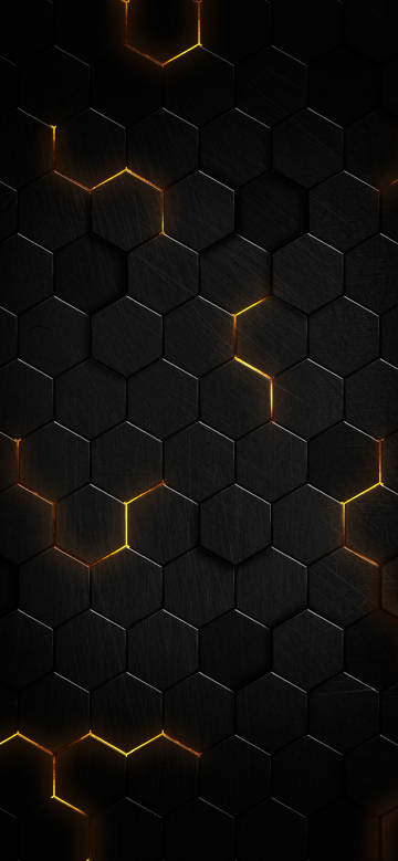 Cool black hexagonal grid background with yellow light