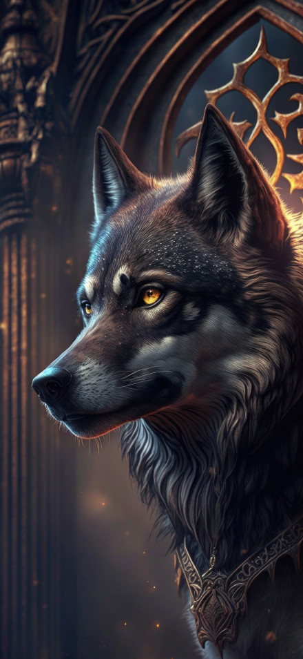 Stunning Wolf with Golden Eyes 4K Phone Wallpaper