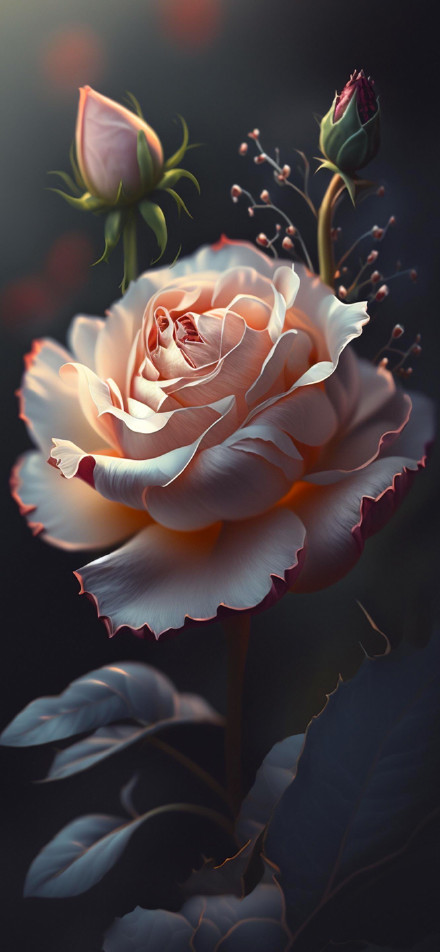 Romantic Blooming Rose in Deep Tones 4K Wallpaper