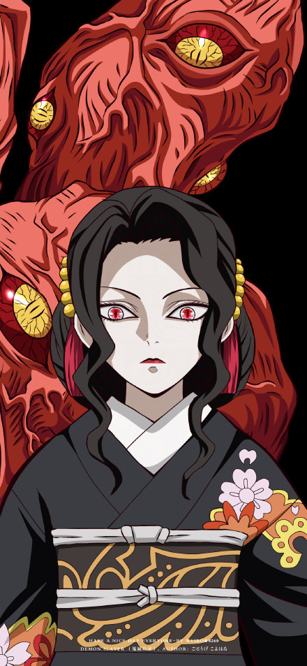 Muzan Kibutsuji In Female Form On Black Background 4K Wallpaper