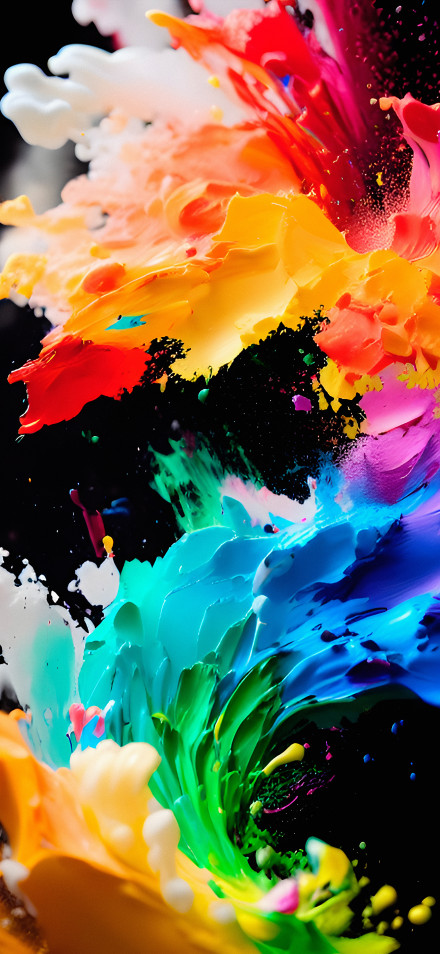 Vibrant Rainbow Paint Splashes 4K Wallpaper