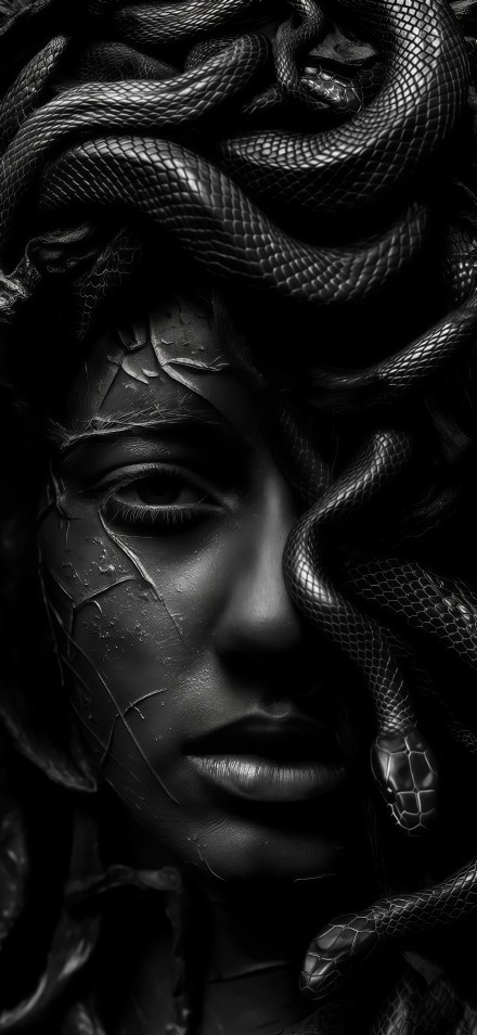 Mysterious and fantastical snake-haired beauty phone wallpaper