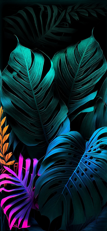 Fluorescent Green Leaf Plant Against a Dark Background 4K Wallpaper